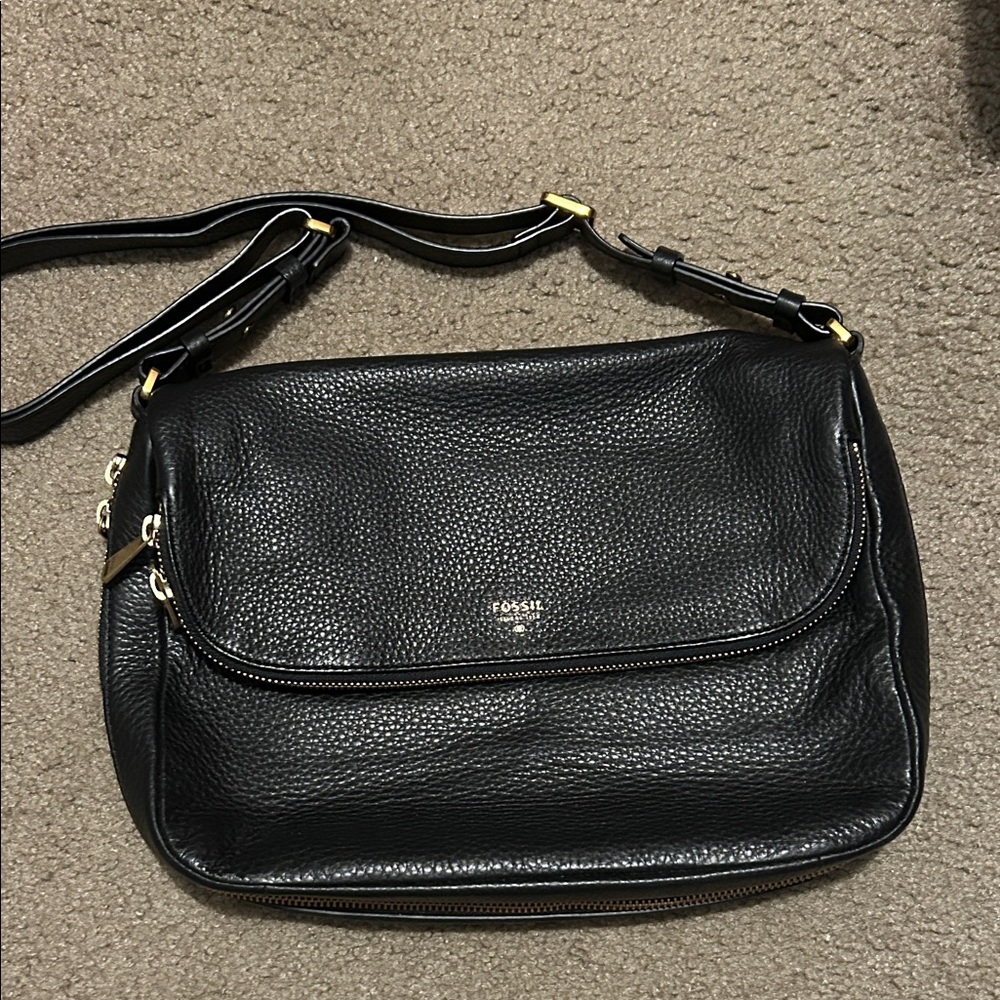 Fossil Black Leather Shoulder Bag